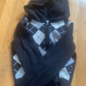 HOLLISTER Zip Up Black and White Cropped